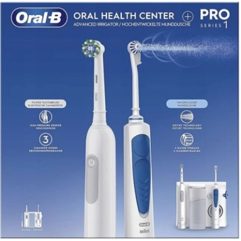 Зубной центр Oral-B Ирригатор OxyJet + Электрическая зубная щетка Pro 1 Белый/Синий 4 Зубной центр Oral-B Ирригатор OxyJet + Электрическая зубная щетка Pro 1 Белый/Синий 4