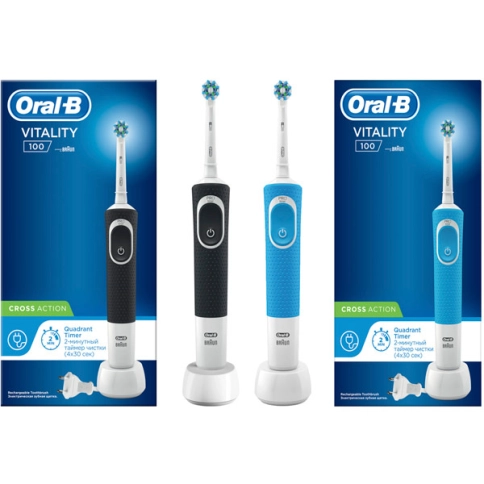 Набор электрических зубных щеток Oral-B Vitality CrossAction Black&Blue D100.413.1 (2 шт) 5
