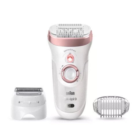 Эпилятор Braun Silk-epil 9 SensoSmart 9/730 2в1 с 2 насадками белый/розовый 0