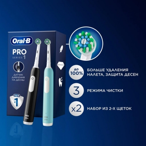 Электрическая зубная щетка Oral-B Pro Series 1 Duo черная + бирюзовая 3 режима тип 3791 5