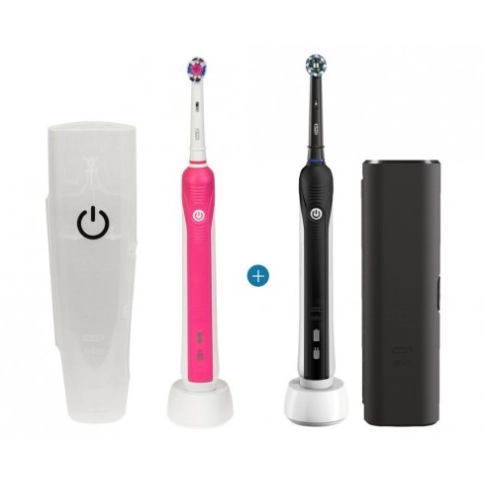 Набор: Электрическая зубная щетка Oral-B PRO 750 Pink D16.513.UX + Электрическая зубная щетка Oral-B PRO 750 Black D 16.513.UX Холодное сердце 0