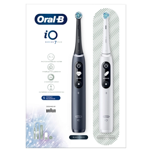 Набор электрических зубных щеток Oral-B iO 7 DUO черная и белая (2 шт) 18