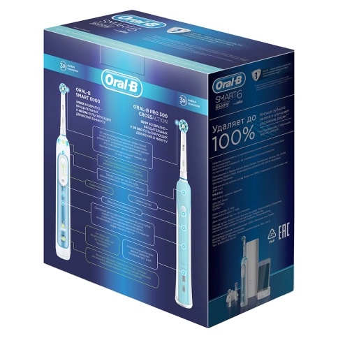 Набор электрических зубных щеток Oral-B Smart 6 6500W (Smart 6000 + Pro 500) 3