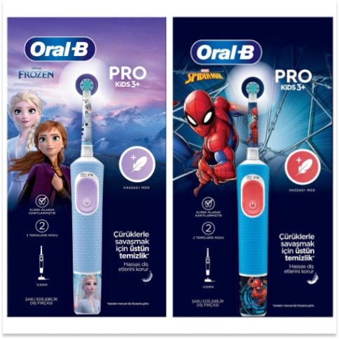 Набор: Электрическая зубная щетка ORAL-B Vitality Pro Kids Frozen + Электрическая зубная щетка Oral-B Vitality Kids Spiderman 9