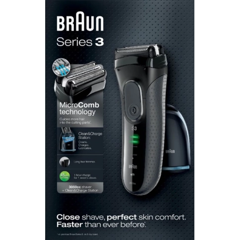 Электробритва Braun Series 3 ProSkin 3050cc Grey со станцией Clean&Charge 5