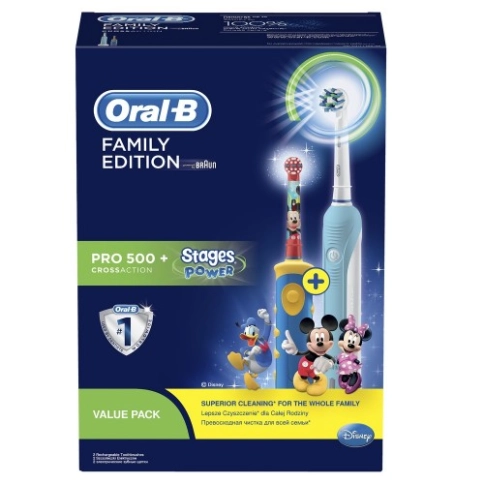 Набор электрических зубных щеток Oral-B Family Pack (Professional Care 500 + Kids D10.513K) 2