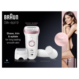 Эпилятор Braun Silk-epil 9 SensoSmart SES 9-855 с щёточкой для лица белый/розовый
