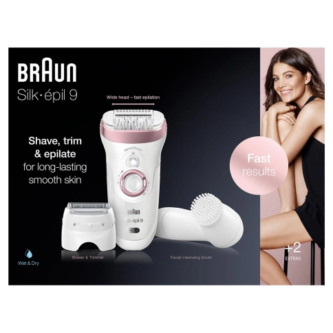 Эпилятор Braun Silk-epil 9 SensoSmart SES 9-855 с щёточкой для лица белый/розовый 4