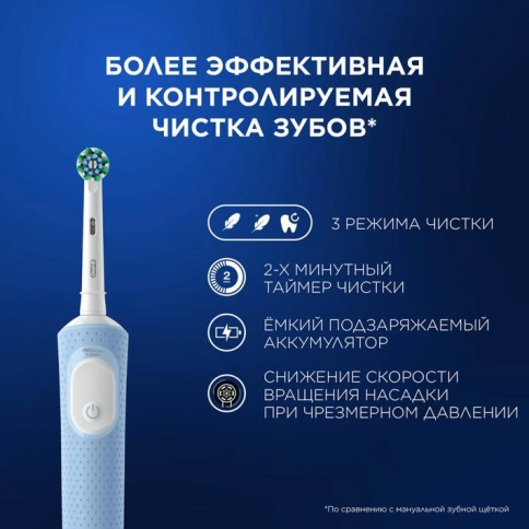 Электрическая зубная щетка Oral-B Vitality Pro D103.413.3 Cross Action Protect X Clean, голубой+Насадка Cross Action 6