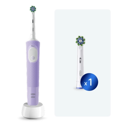 Электрическая зубная щетка Oral-B Vitality Pro D103.413.3 Cross Action Protect X Clean, сиреневый+Насадка Cross Action 0