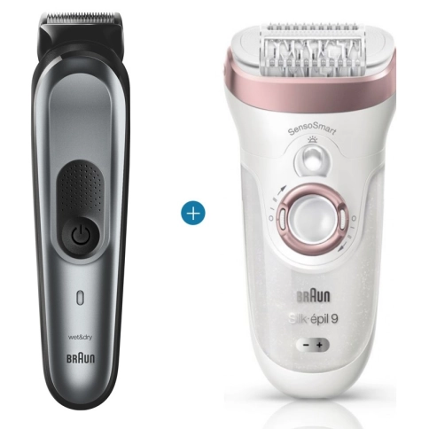 Набор: Триммер универсальный Braun MGK7221 10-в-1 + Бритва Gillette + Эпилятор Braun Silk-epil 9 SensoSmart 9/870 0