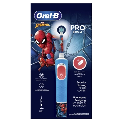 Детская электрическая зубная щетка Oral-B Vitality Pro Kids Человек-паук 7