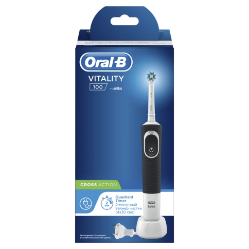 Электрическая зубная щетка Oral-B Vitality черная CrossAction 2 Электрическая зубная щетка Oral-B Vitality черная CrossAction 2