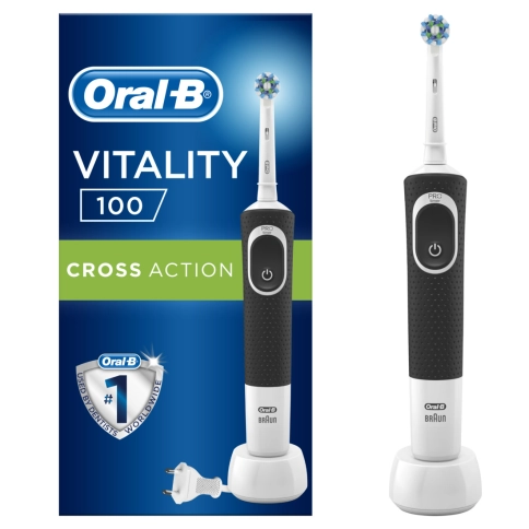 Электрическая зубная щетка Oral-B Vitality черная CrossAction 1 Электрическая зубная щетка Oral-B Vitality черная CrossAction 1