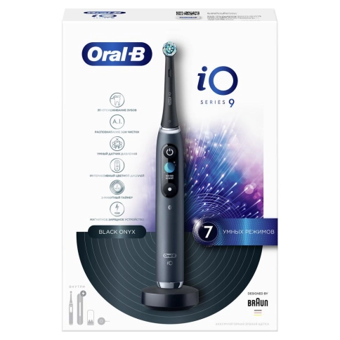 Электрическая зубная щетка Oral-B iO 9 Black Onyx + футляр + насадка Ultimate Clean для эффективной чистки (4 шт) 15