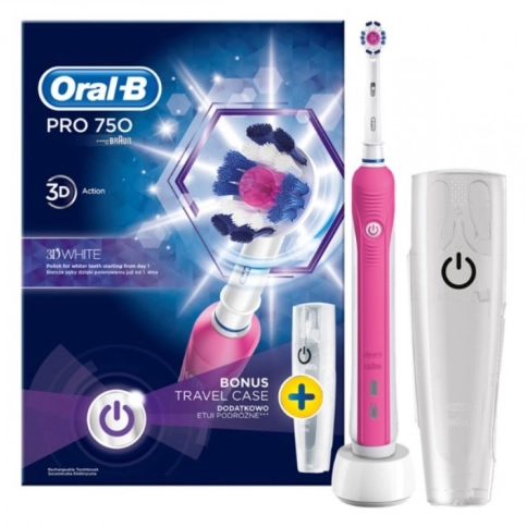 Электрическая зубная щетка Oral-B PRO 750 Pink D16.513.UX + Футляр 4