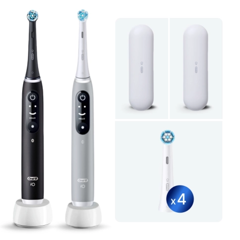 Набор электрических зубных щеток Oral-B iO 6 DUO Grey Opal и Black Lava (2шт) с насадками Ultimate Clean (4 шт) 0