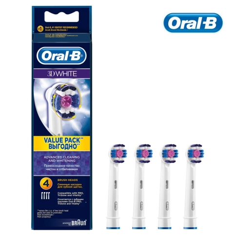 Насадка Oral-B 3D White для отбеливающей чистки (4 шт) белая 1 Насадка Oral-B 3D White для отбеливающей чистки (4 шт) белая 1