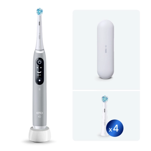 Электрическая зубная щетка Oral-B iO 6 Grey Opal с дополнительной насадкой Ultimate Clean (4 шт) 0