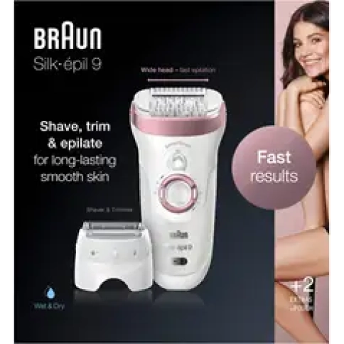 Эпилятор Braun Silk-epil 9 SensoSmart 9/730 2в1 с 2 насадками белый/розовый 5
