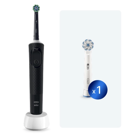 Электрическая зубная щетка Oral-B Vitality Pro Black c дополнительной насадкой Sensitive Clean (1 шт) 0