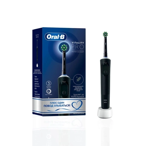 Электрическая зубная щетка Oral-B Vitality Pro D103.413.3 Cross Action Protect X Clean, черная + Подарочный пакет 0