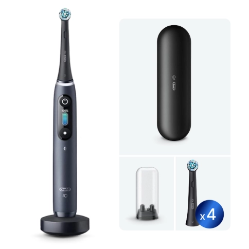 Электрическая зубная щетка Oral-B iO 8 Black с насадками Oral-B iO Ultimate Clean (4 шт) черные 0