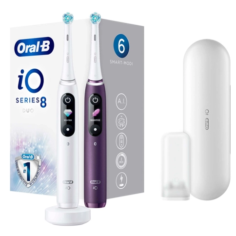Набор электрических зубных щеток Oral-B iO 8 Duo White Alabaster, Violet Ametrine + ПОДАРОК: Насадка Gentle Care, 2шт 23