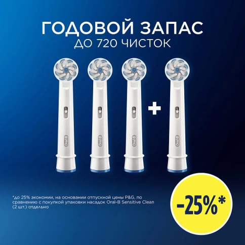 Насадка Oral-B Sensitive Clean для бережной чистки (4 шт) белая 8