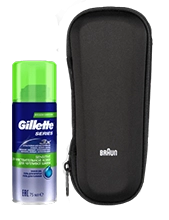 Электробритва Braun Series 3 310ts + гель Gillette + футляр + нессесер