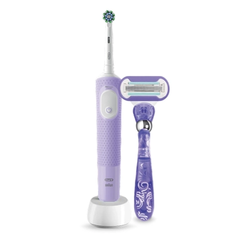 Электрическая зубная щётка Vitality Pro лиловая с бритвой женской Venus Swirl (1 шт) 0