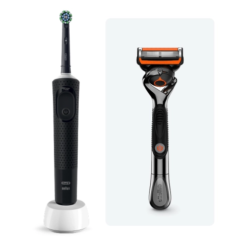 Набор электрическая зубная щетка Vitality Pro черная + мужская бритва Gillette Fusion Proglide 0