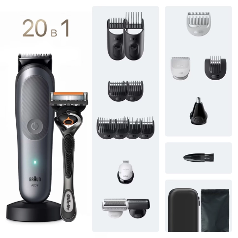 Триммер Braun AIO9500 20 в 1: для бороды волос и тела, с 15 насадками 0