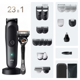 Триммер Braun AIO9520 23 в 1: для бороды волос и тела, с 18 насадками