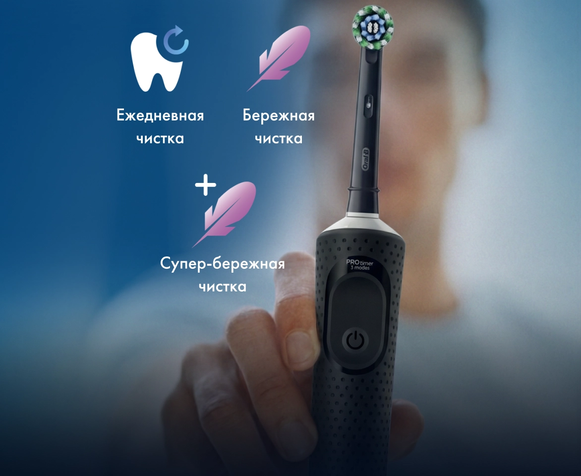 Электрическая зубная щетка Oral-B Vitality Pro Black c дополнительной насадкой Sensitive Clean (1 шт)