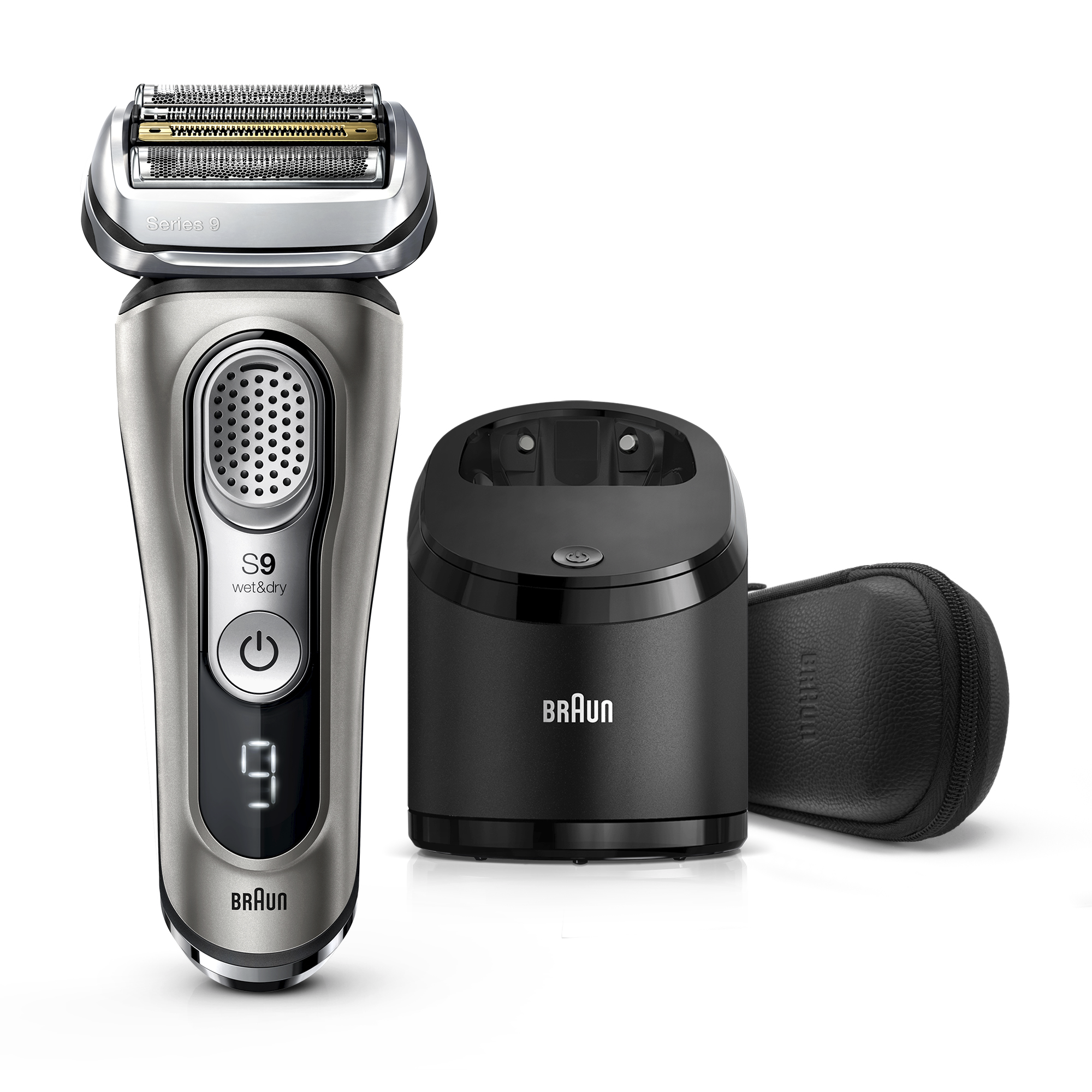 

Электробритва Braun Series 9 9385cc со станцией Clean&Charge с функцией сушки и кожаным футляром