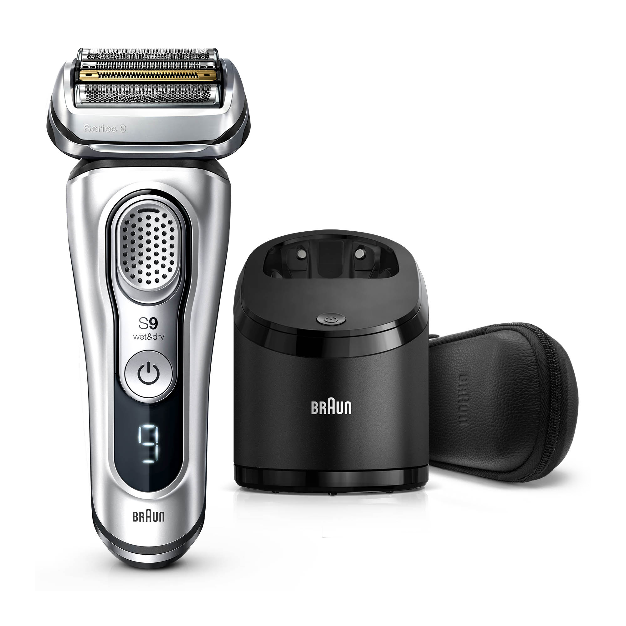 

Электробритва Braun Series 9 9390cc со станцией Clean&Charge с функцией сушки и кожаным футляром