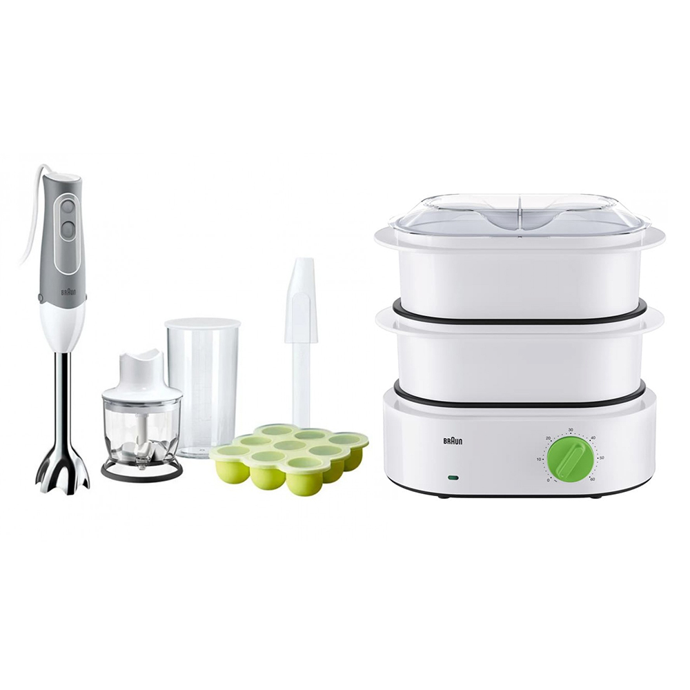 

Набор Braun: Погружной блендер Multiquick 5 MQ523 Baby + Пароварка FS3000WH